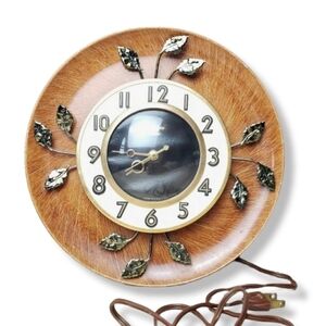 SUNBURST Wall Clock by United 𝅺MID-CENTURY Modern Brass Leaves